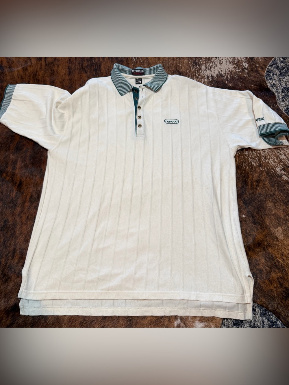 UltraClub Vintage 90s CONOCO Golf Polo Made in USA Embroidered Combed Cotton Oil
